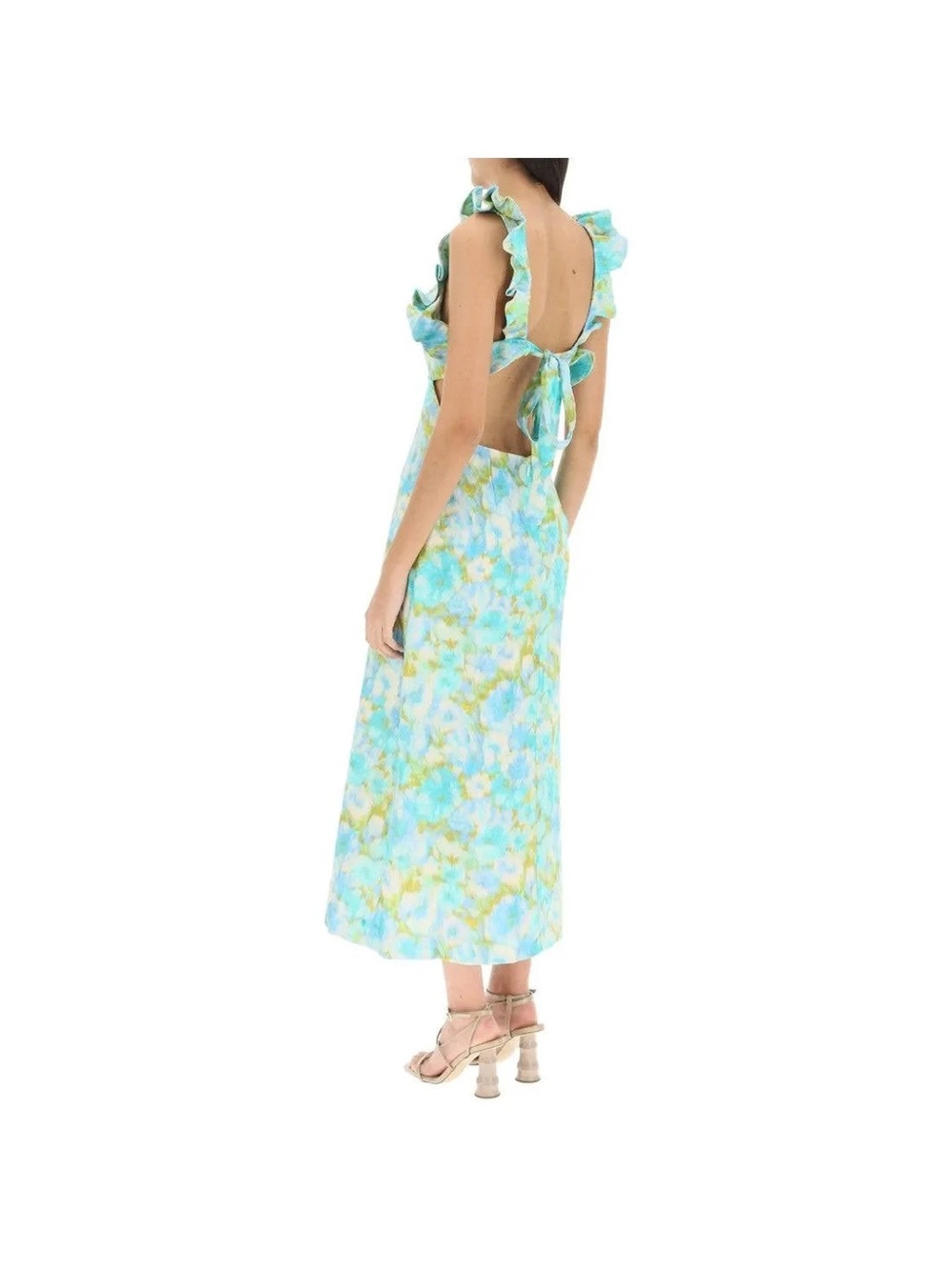 Zimmermann Teal & Yellow Floral Cold-Shoulder Maxi Dress - Picture 2 of 6